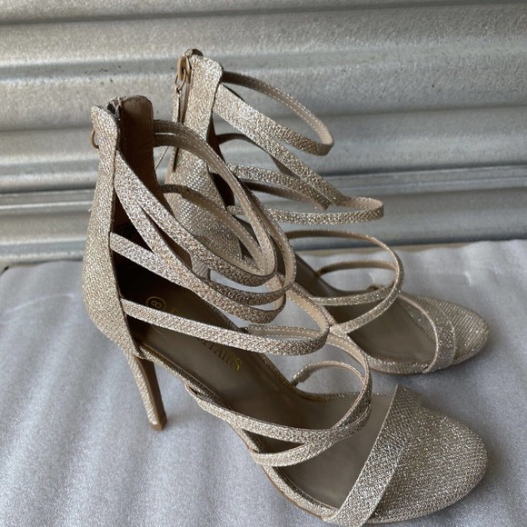 Women 8 Open Toe Ankle Strappy Back Zipper Heeled Sandals Dress Shoes - Picture 4 of 7